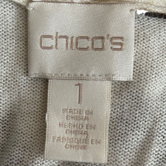 Chicos Womens Neutral Paisley Andrea Long Cardigan Sweater Brown Beige Open 1 M - Picture 16 of 16